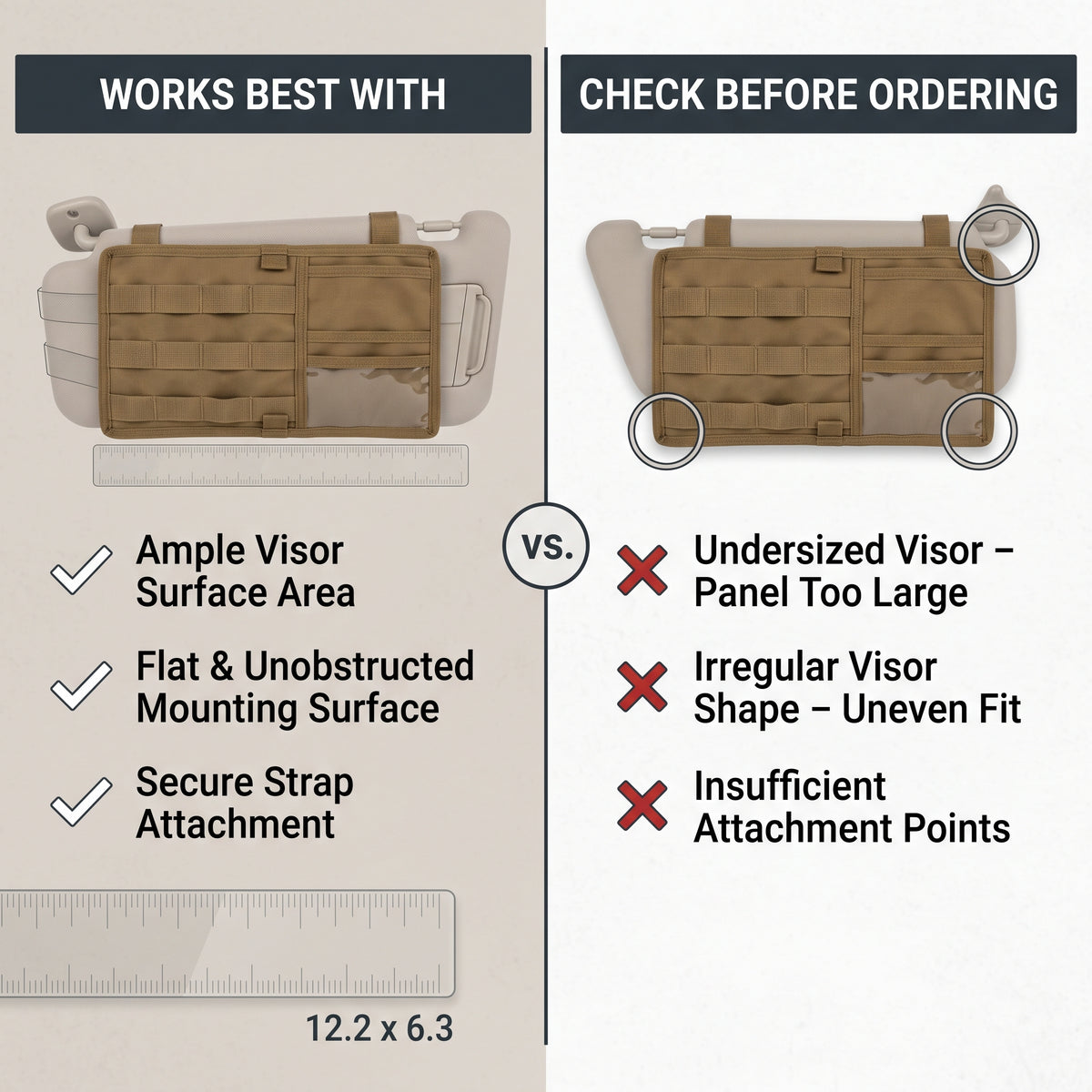 MOLLE Car Sun Visor Organizer With Utility Webbing
