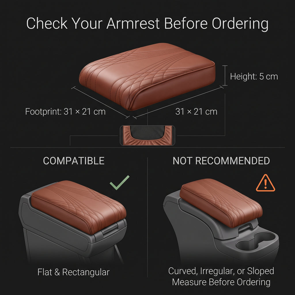 Memory Foam Center Console Armrest Cushion With Elastic Fit