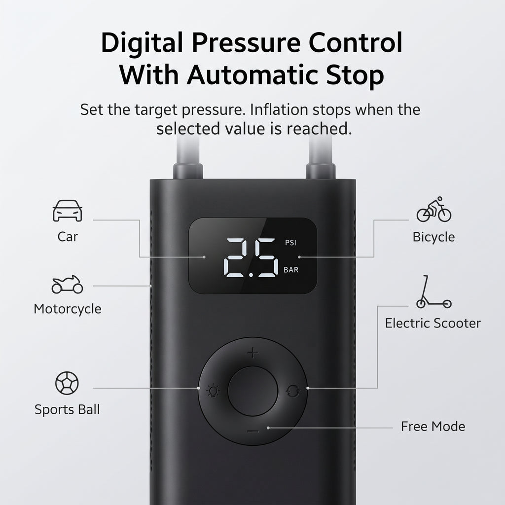 Cordless Tire Inflator With Auto Stop
