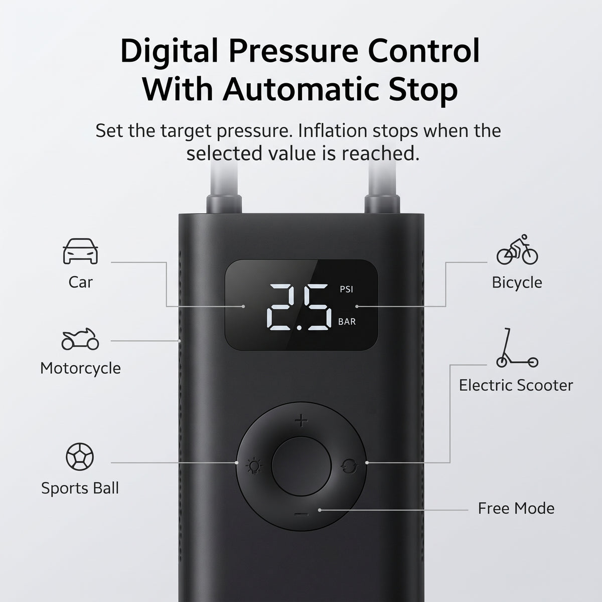 Cordless Tire Inflator With Auto Stop