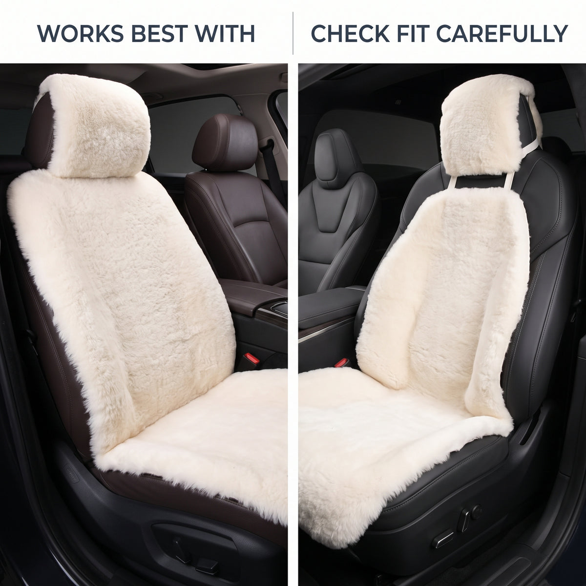 Natural Sheepskin Car Seat Cover With Sideless Universal Fit