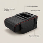 Padded Center Console Armrest Organizer With Dual Cup Holders & Tissue Holder