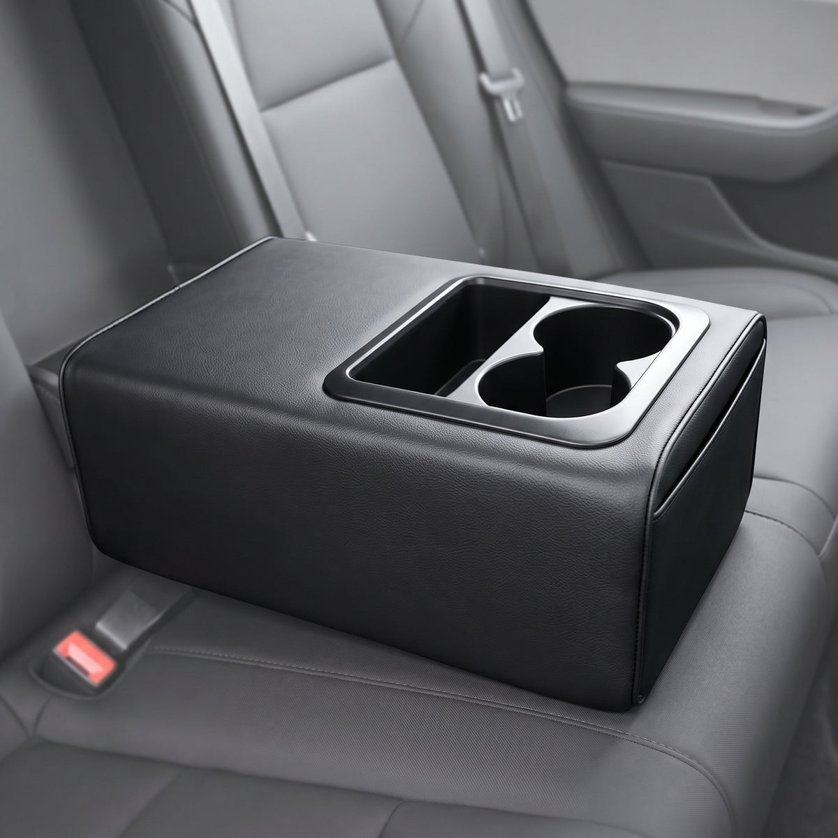 Padded Rear Seat Armrest Console With Dual Cup Holders