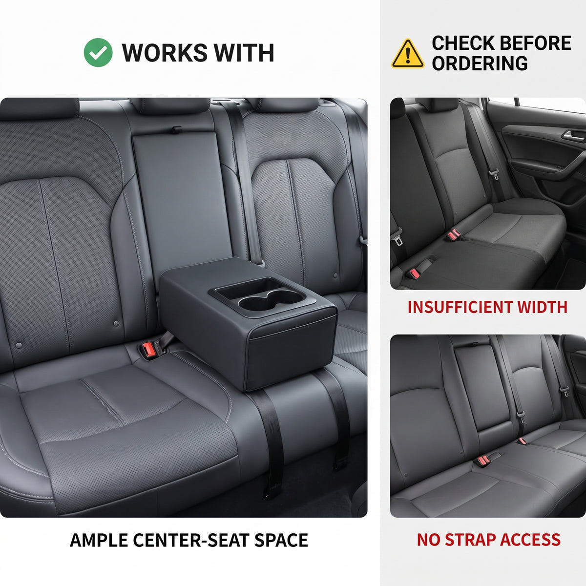 Padded Rear Seat Armrest Console With Dual Cup Holders
