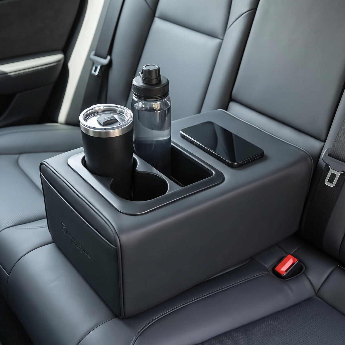 Padded Rear Seat Armrest Console With Dual Cup Holders