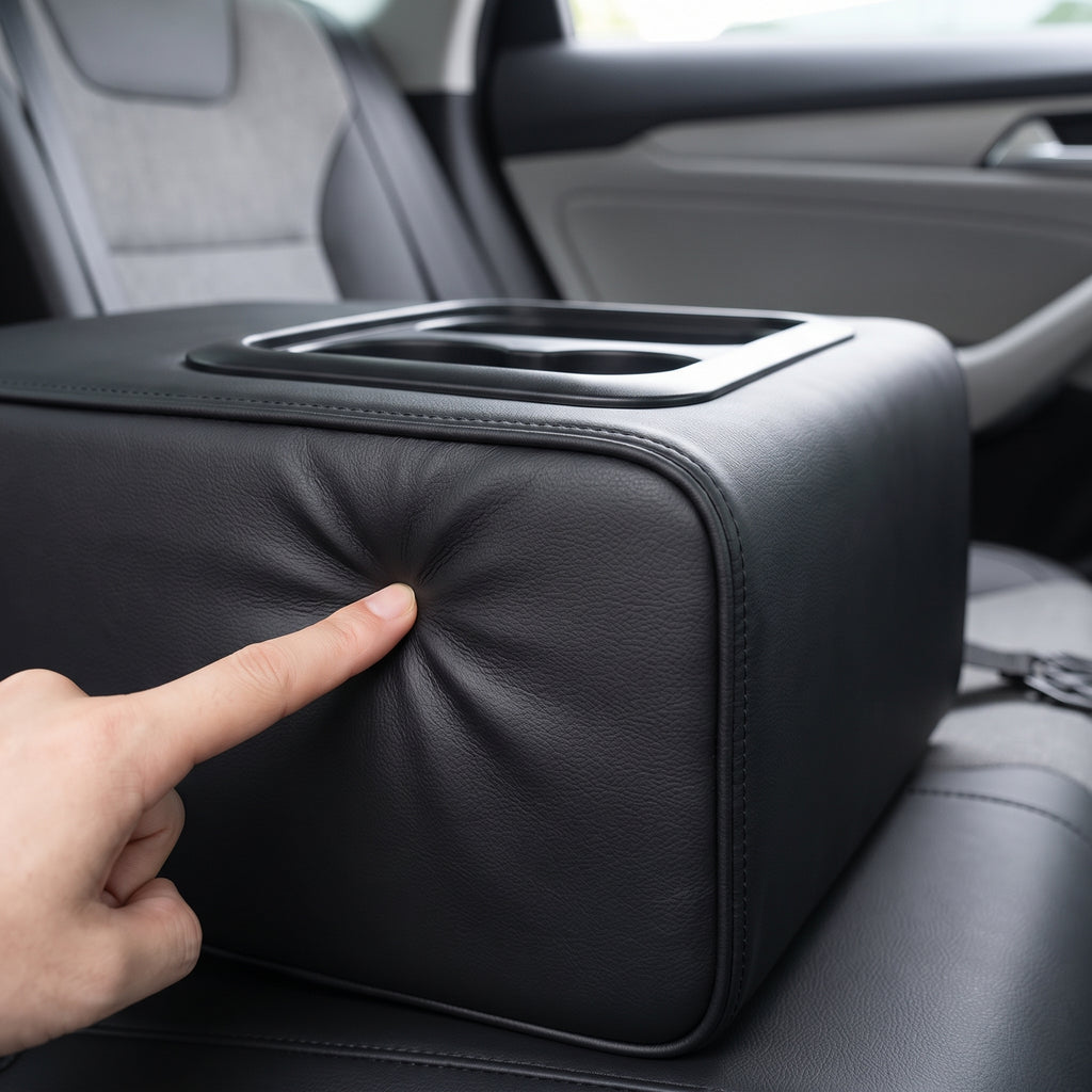 Padded Rear Seat Armrest Console With Dual Cup Holders