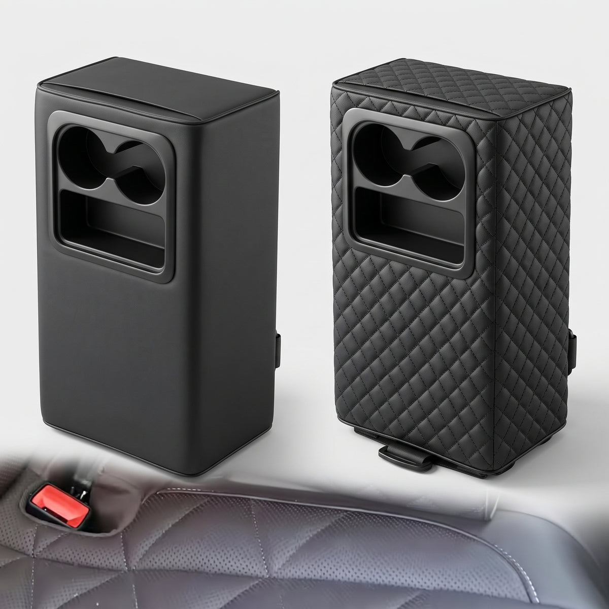 Padded Rear Seat Armrest Console With Dual Cup Holders