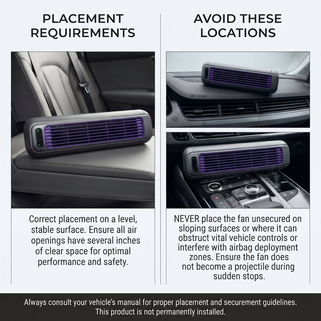 Portable Car Cooling Fan with 3 Adjustable Speeds