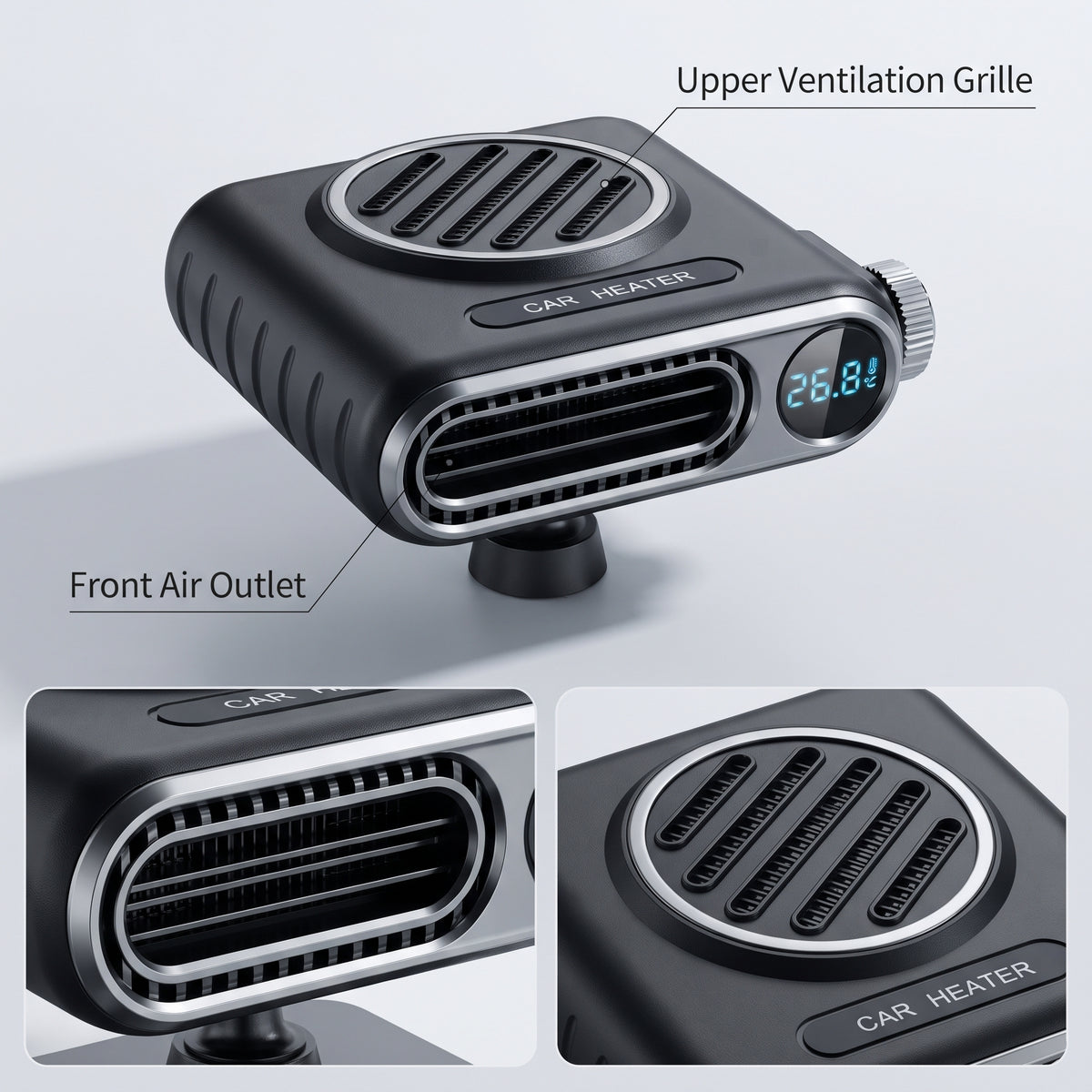Portable Car Heater & Windshield Defogger With Adjustable Airflow