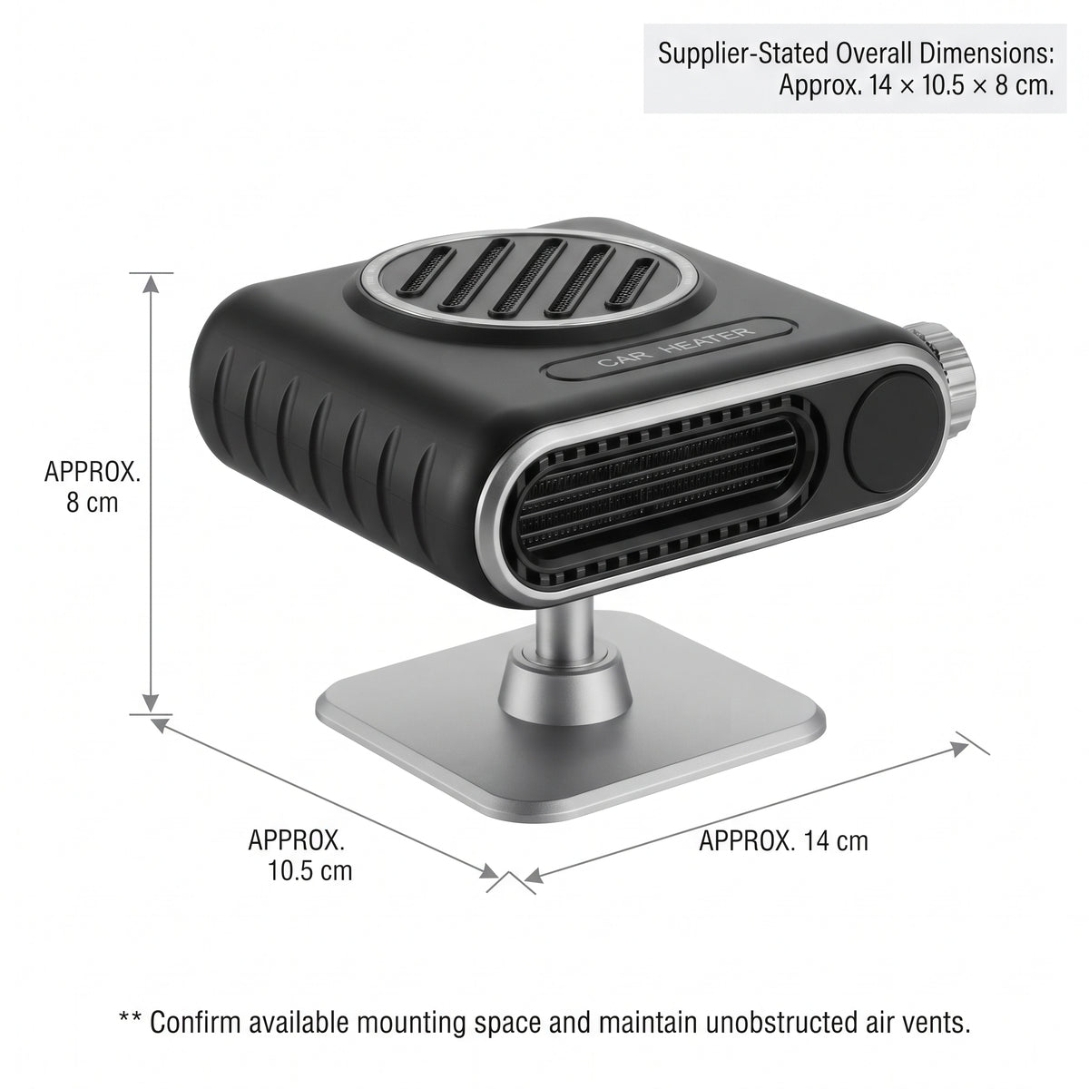 Portable Car Heater & Windshield Defogger With Adjustable Airflow