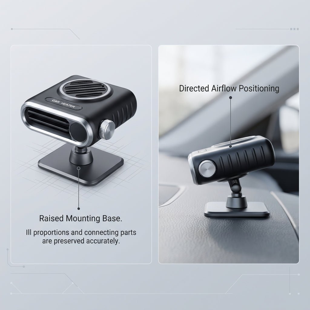 Portable Car Heater & Windshield Defogger With Adjustable Airflow