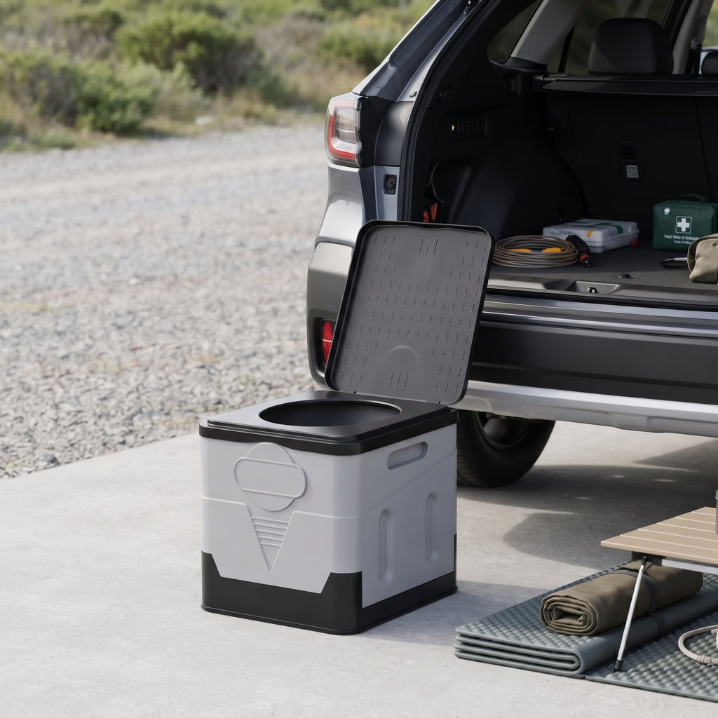 Portable Folding Car Toilet With Lid for Camping & Travel