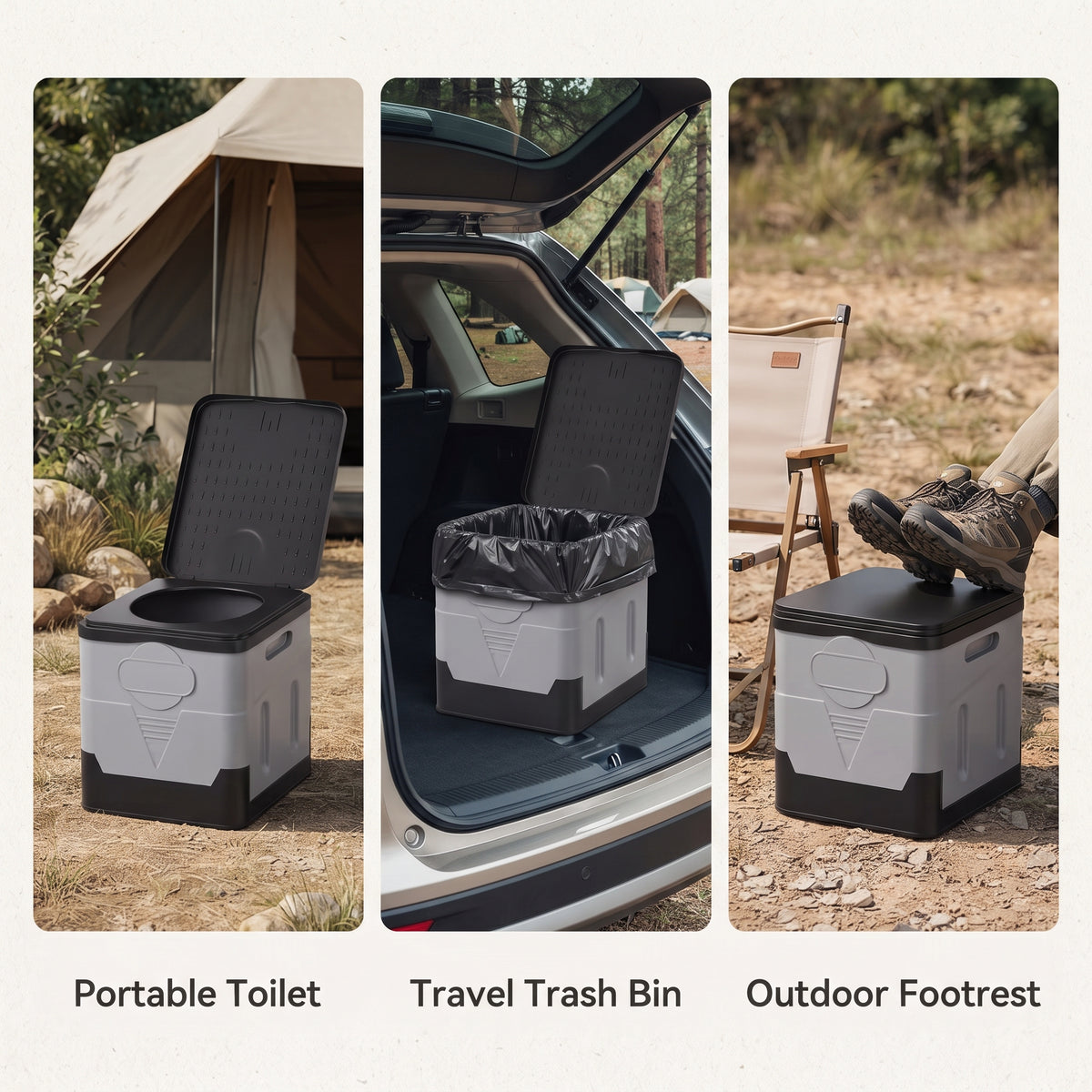 Portable Folding Car Toilet With Lid for Camping & Travel