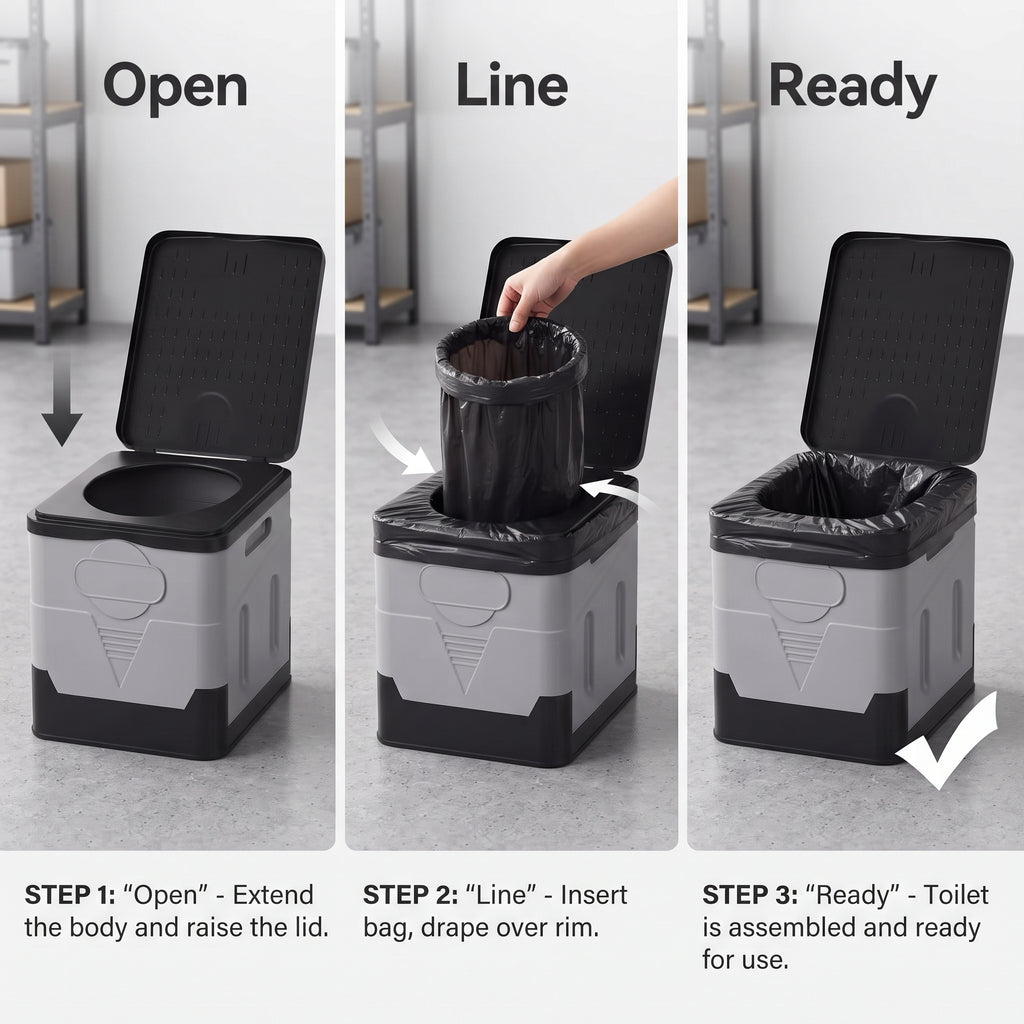 Portable Folding Car Toilet With Lid for Camping & Travel