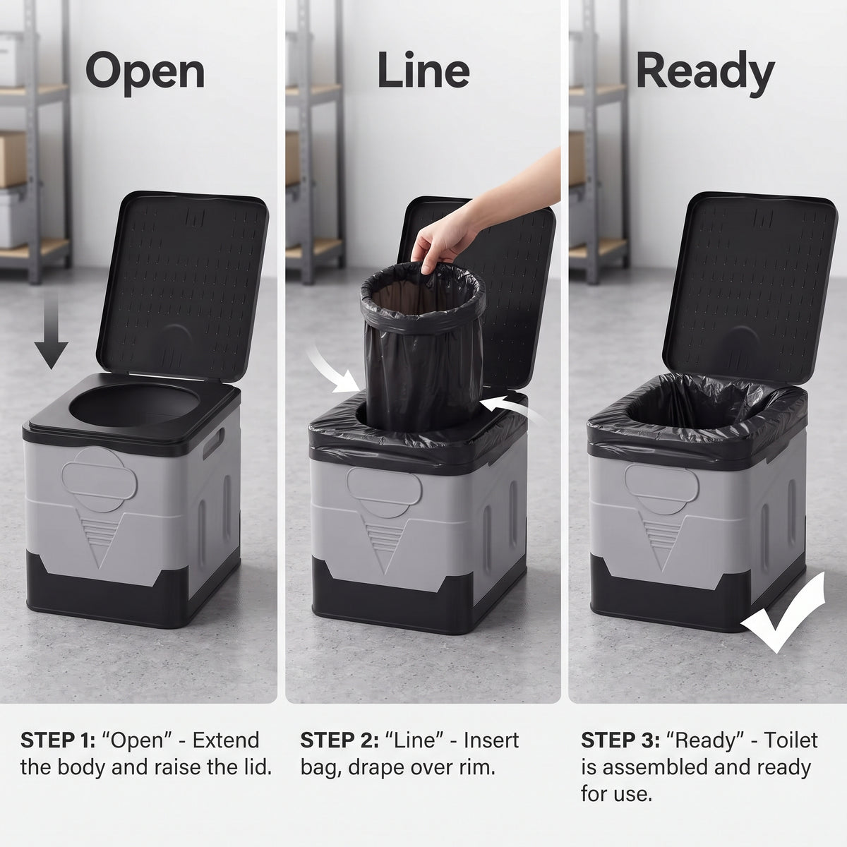 Portable Folding Car Toilet With Lid for Camping & Travel
