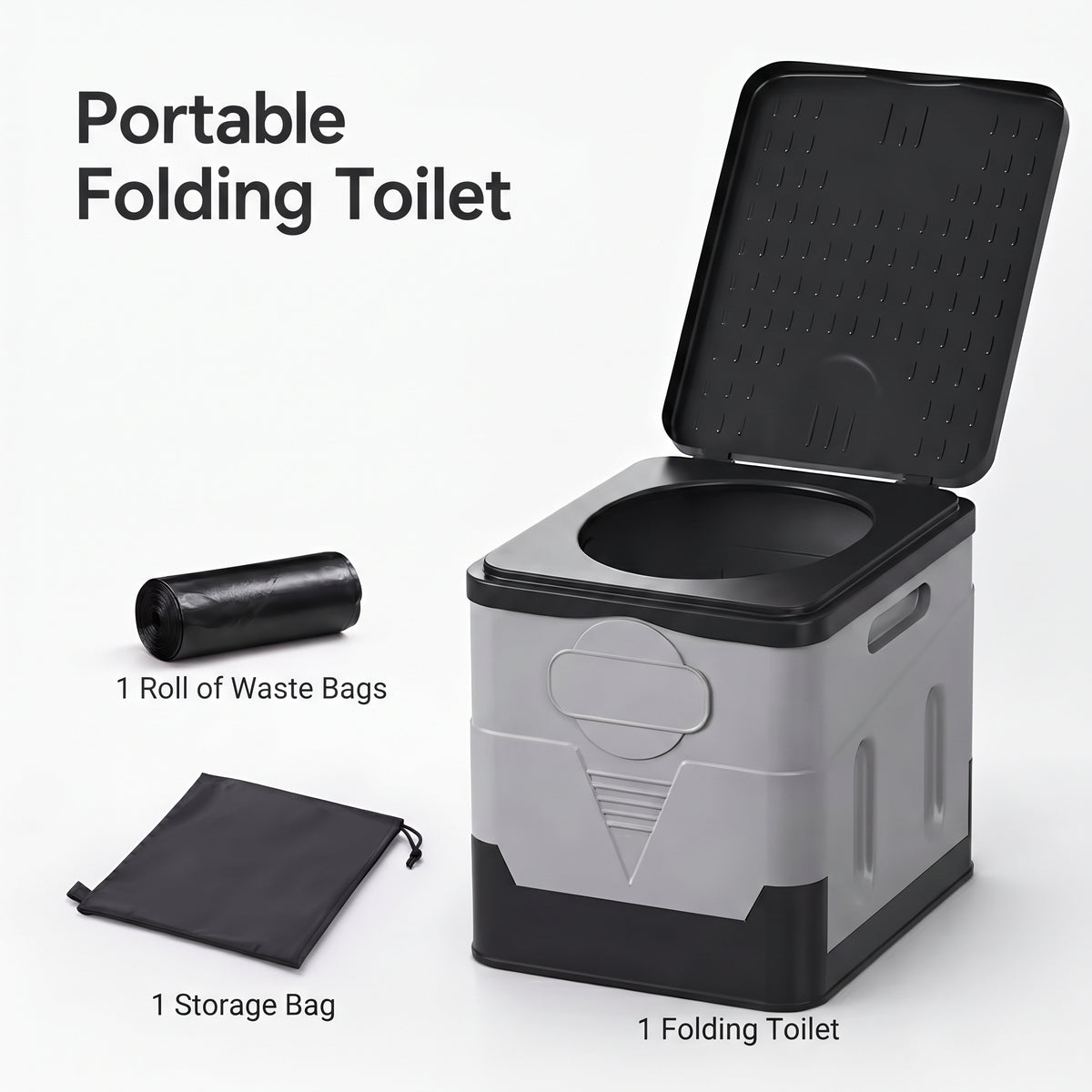 Portable Folding Car Toilet With Lid for Camping & Travel
