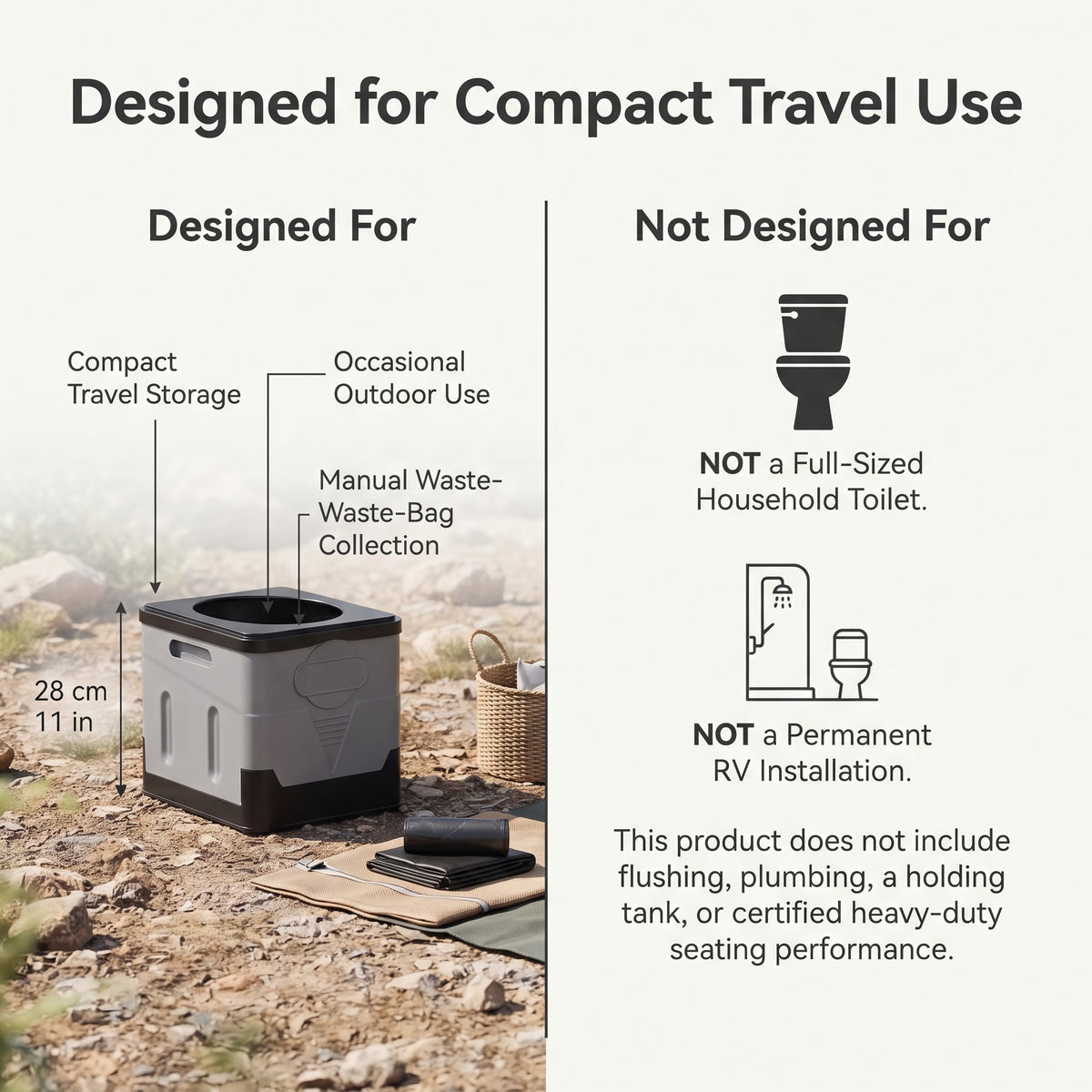 Portable Folding Car Toilet With Lid for Camping & Travel