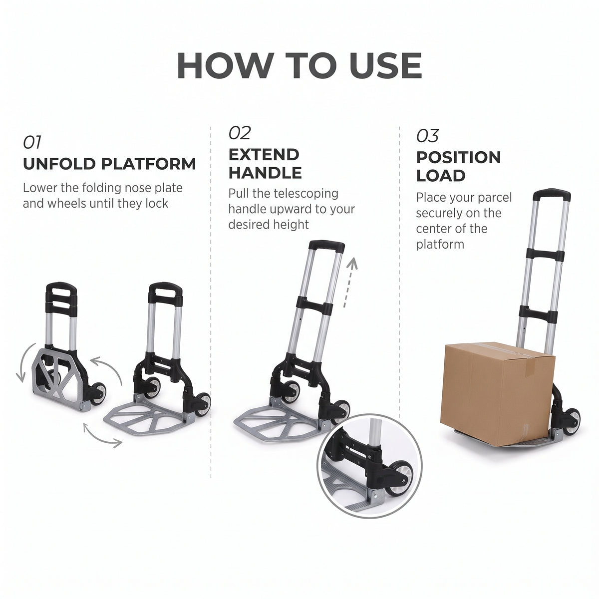 Portable Folding Hand Truck Dolly With Telescopic Handle