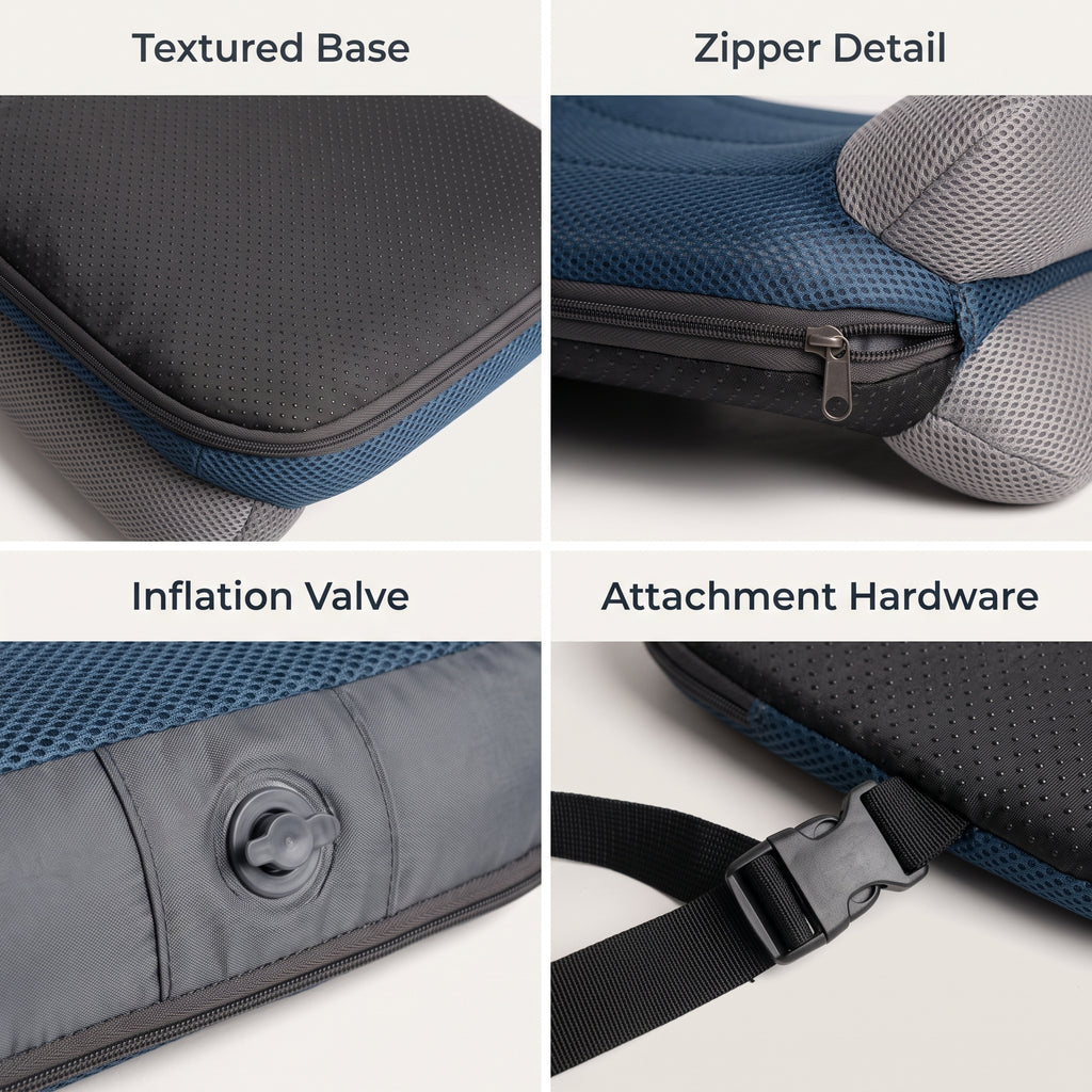 Portable Inflatable Seat Cushion With Mesh Cover And Side Supports