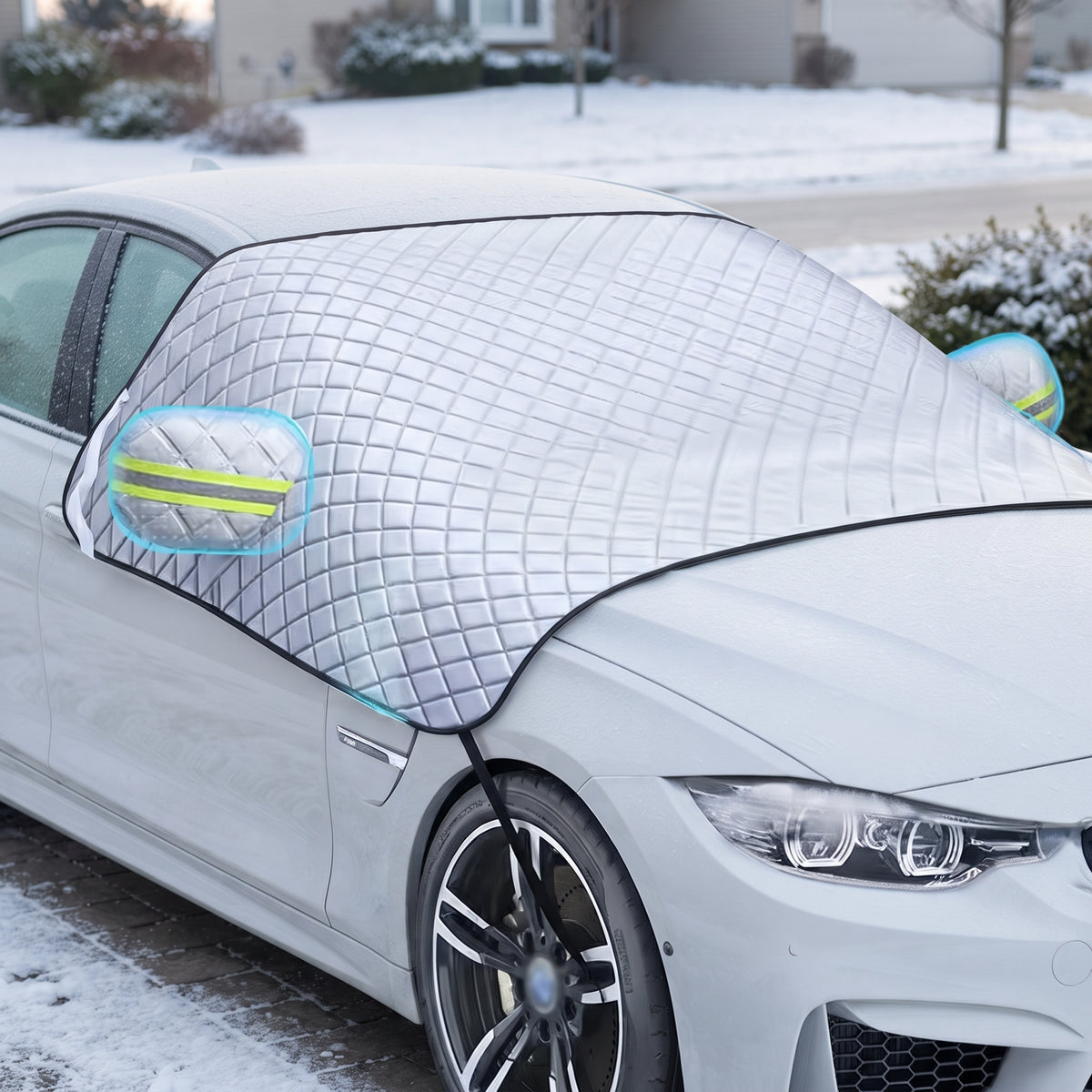Quilted All-Season Windshield Snow & Sun Cover With Mirror Pockets