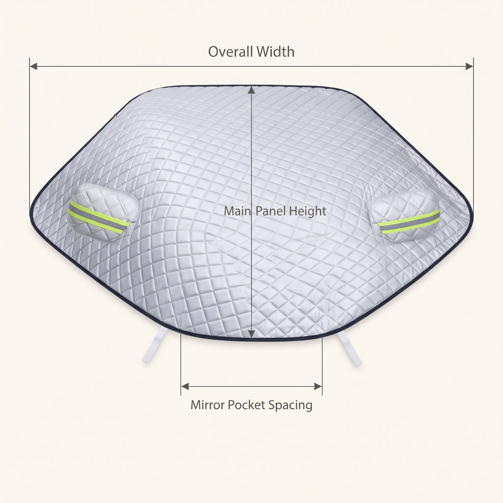 Quilted All-Season Windshield Snow & Sun Cover With Mirror Pockets