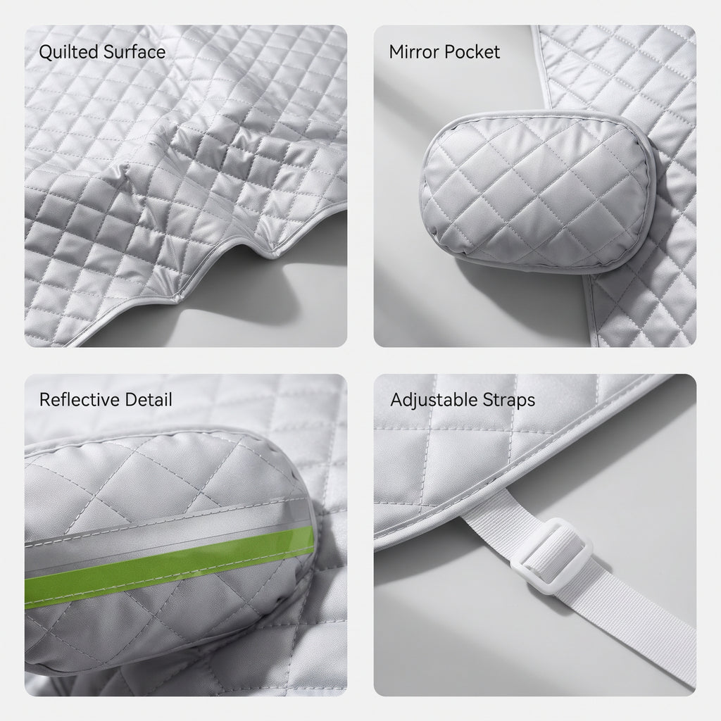 Quilted All-Season Windshield Snow & Sun Cover With Mirror Pockets