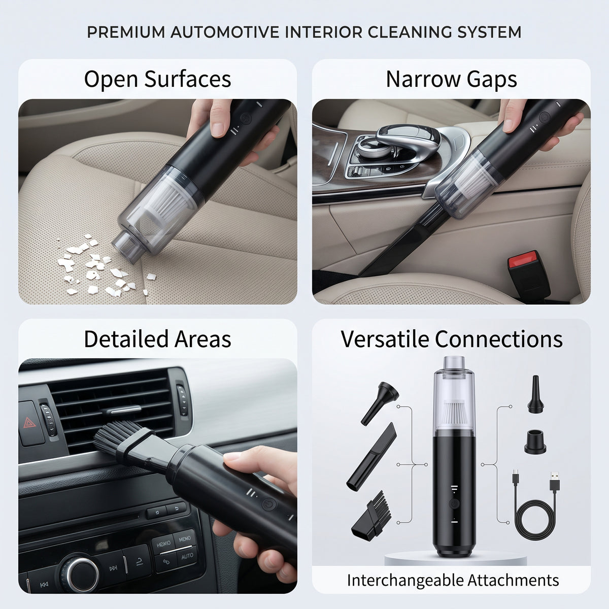 Rechargeable Handheld Car Vacuum With Multi-Nozzle Cleaning Kit
