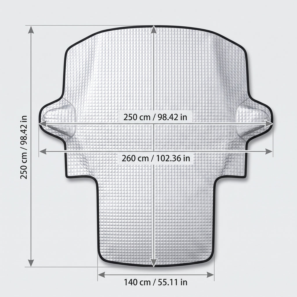 Reflective Front Windshield Snow & Sun Cover With Mirror Pockets