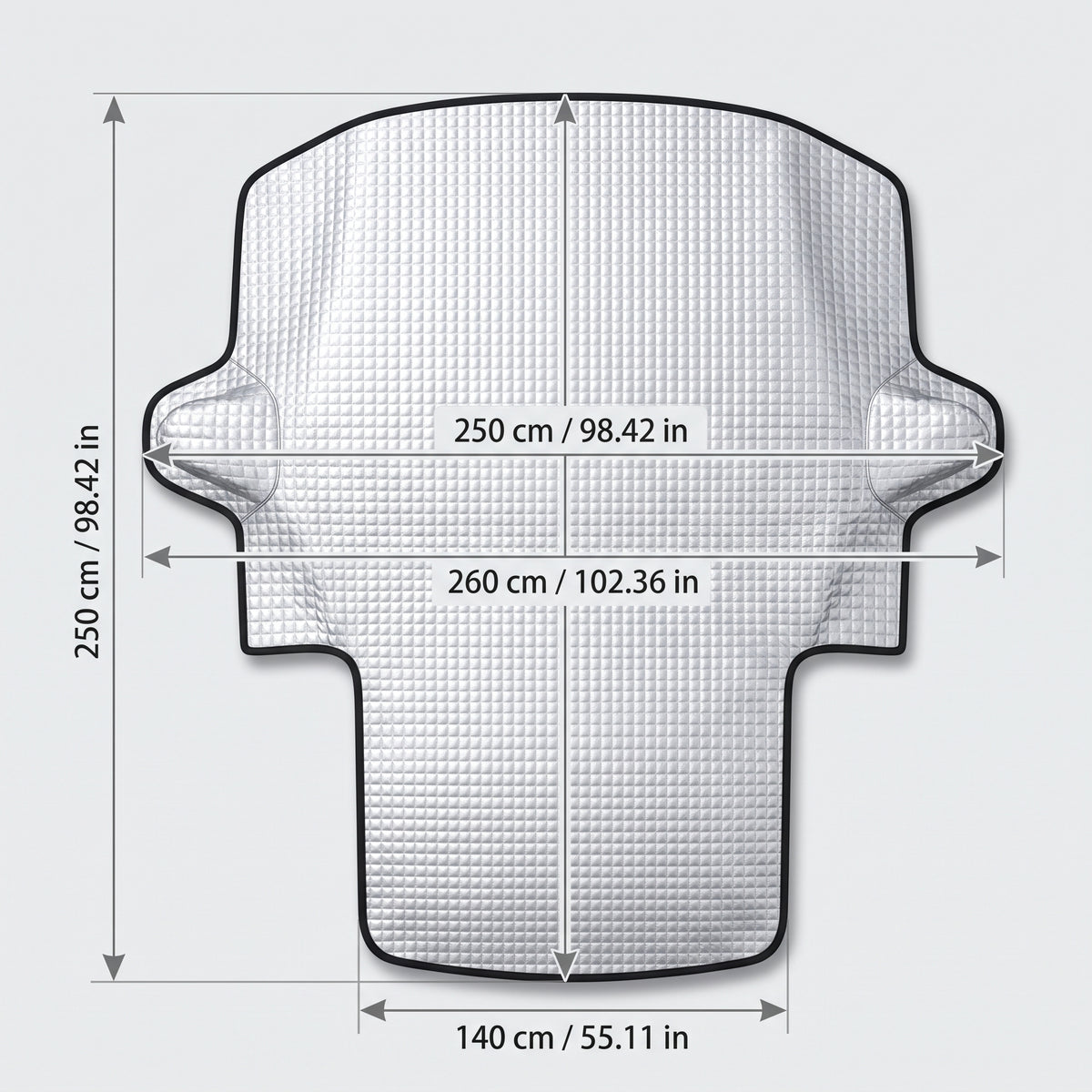 Reflective Front Windshield Snow & Sun Cover With Mirror Pockets