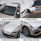 Reflective Front Windshield Snow & Sun Cover With Mirror Pockets