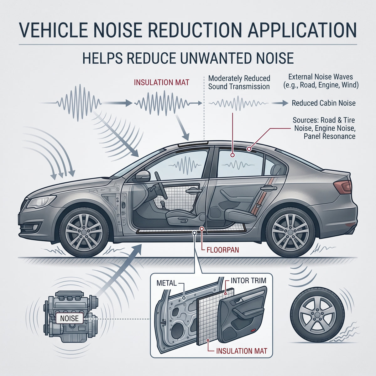 Self-Adhesive 20x78in Automotive Heat & Sound Insulation Mat