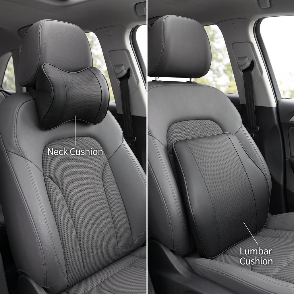 Slow-Rebound Car Neck & Lumbar Support Cushion Set