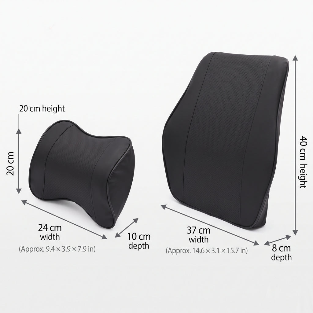 Slow-Rebound Car Neck & Lumbar Support Cushion Set
