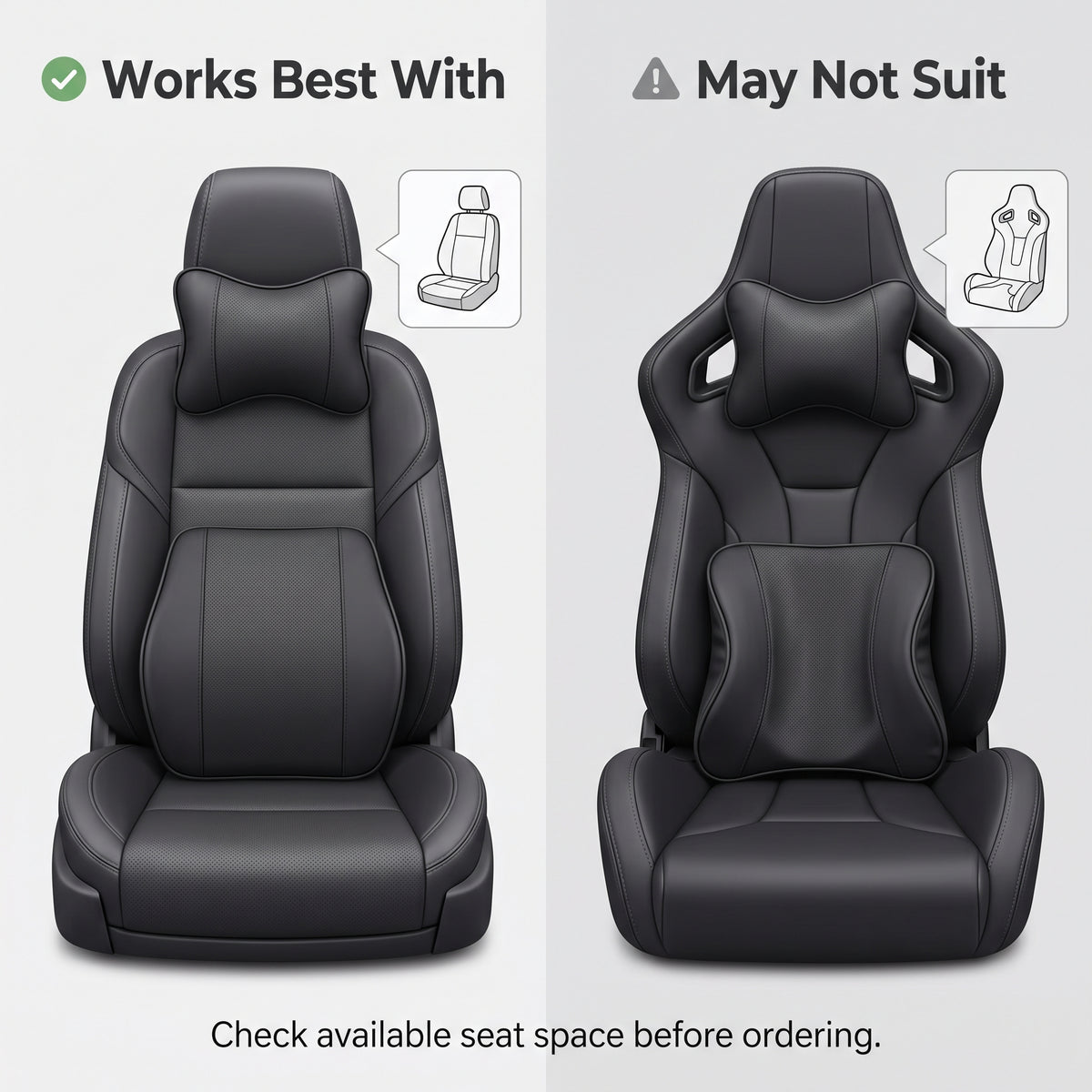 Slow-Rebound Car Neck & Lumbar Support Cushion Set
