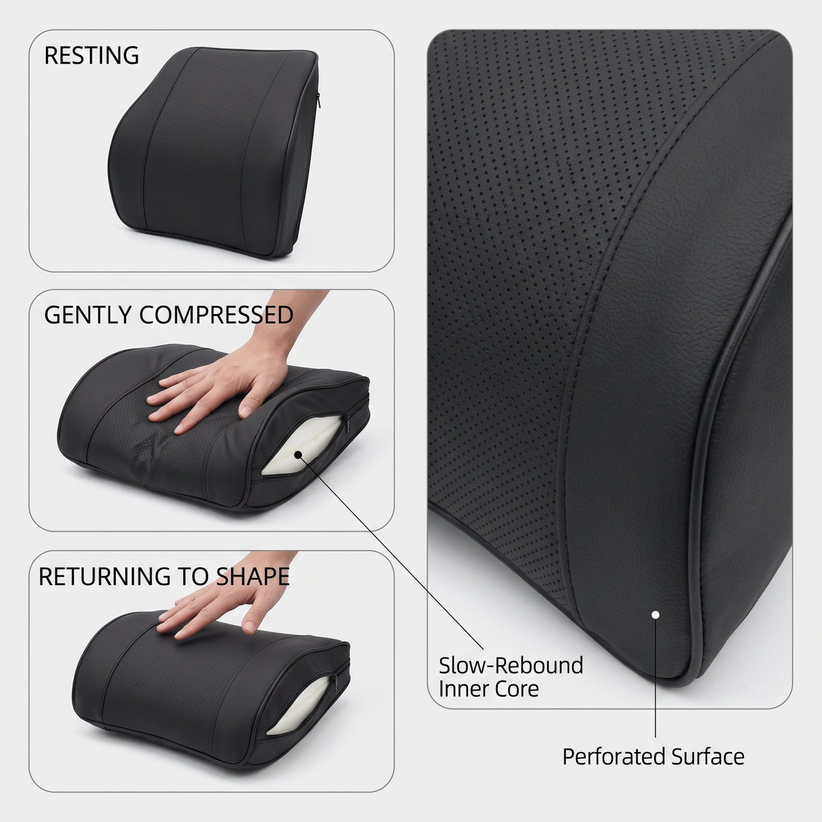 Slow-Rebound Car Neck & Lumbar Support Cushion Set