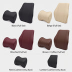 Slow-Rebound Car Neck & Lumbar Support Cushion Set