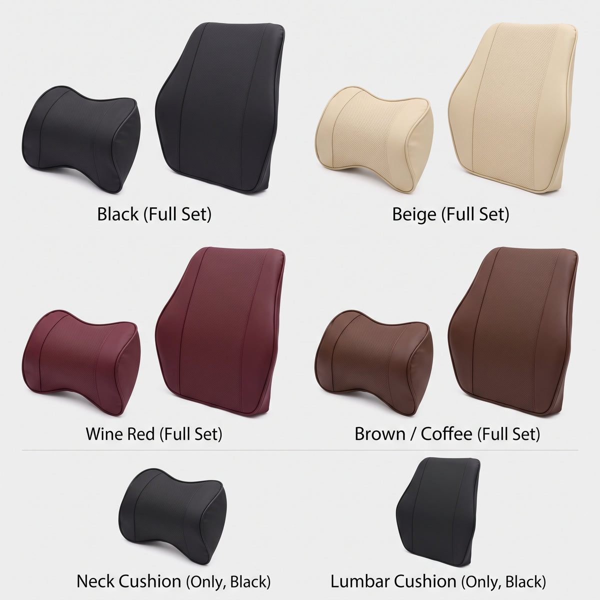 Slow-Rebound Car Neck & Lumbar Support Cushion Set