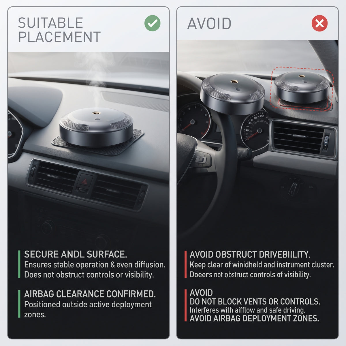 Smart Car Aroma Diffuser With Vibration Sensor & 3 Fragrance Oils
