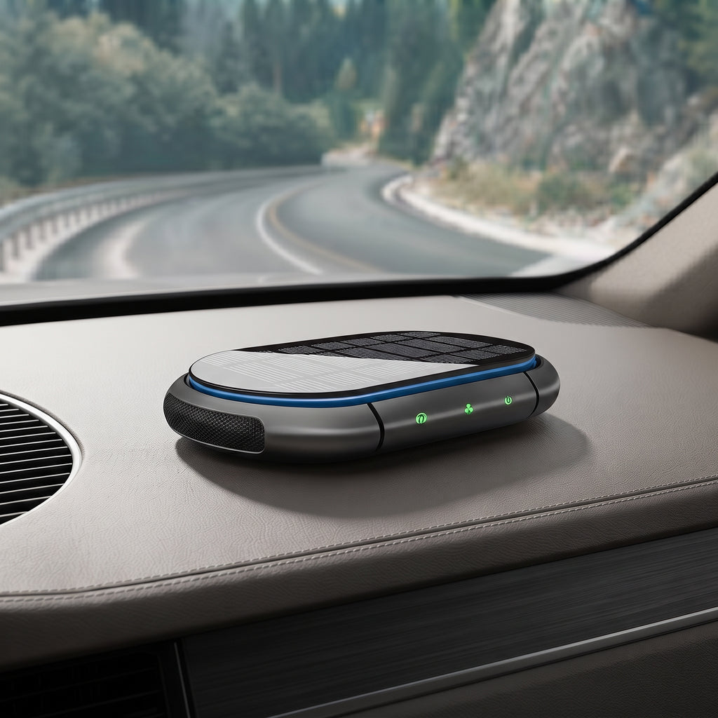 Solar Car Air Purifier With Dual-Speed Fan & USB Charging