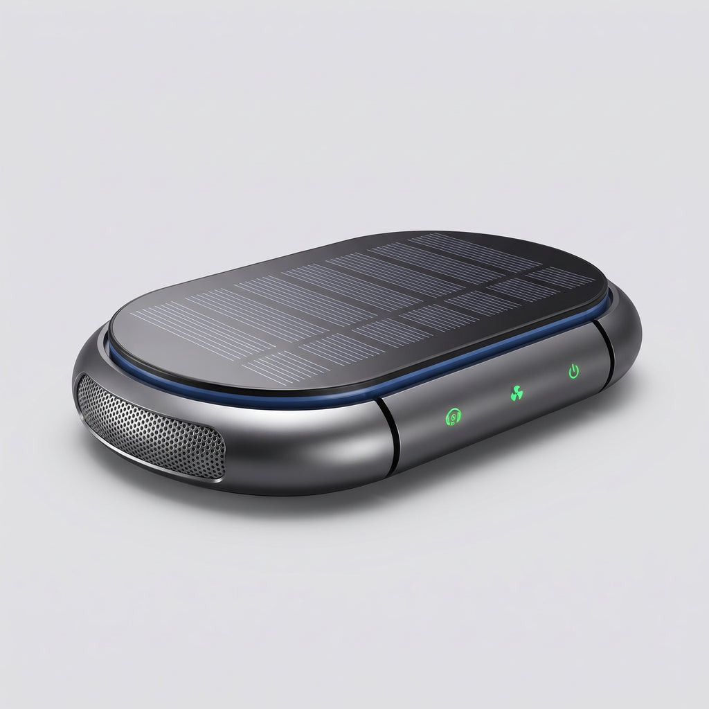 Solar Car Air Purifier With Dual-Speed Fan & USB Charging