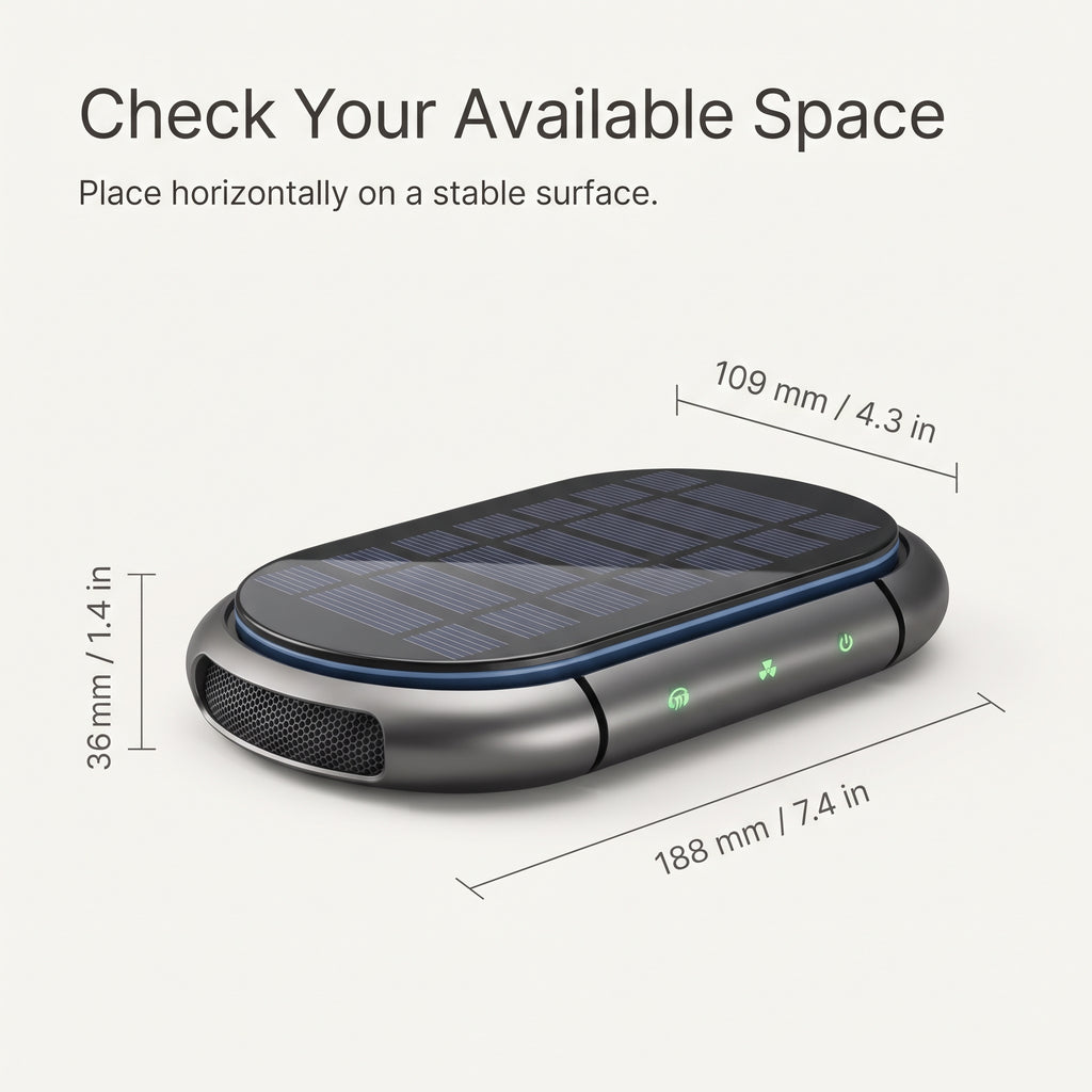 Solar Car Air Purifier With Dual-Speed Fan & USB Charging