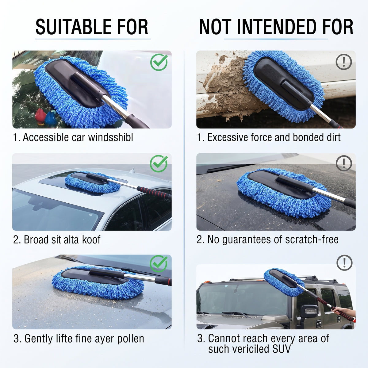 Telescopic Microfiber Car Cleaning Mop With Extendable Handle