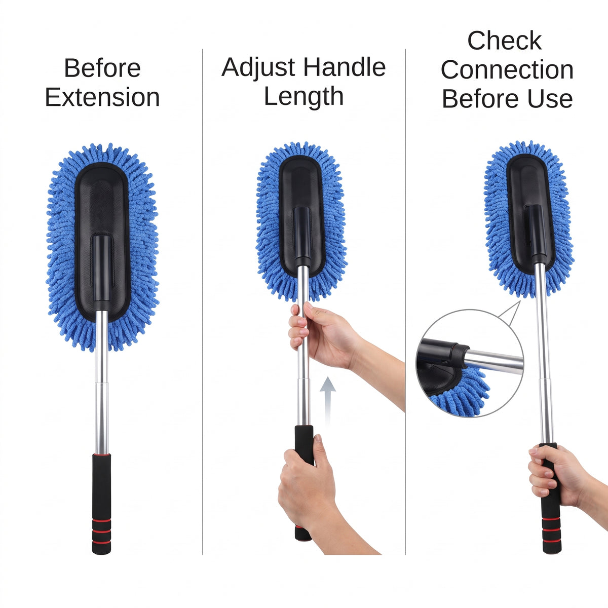 Telescopic Microfiber Car Cleaning Mop With Extendable Handle
