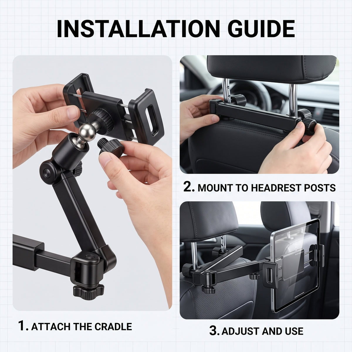 Telescopic Rear Seat Phone & Tablet Holder With 360° Rotation