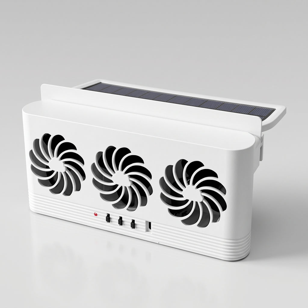 Triple-Fan Solar Car Window Exhaust Vent With Adjustable Speed