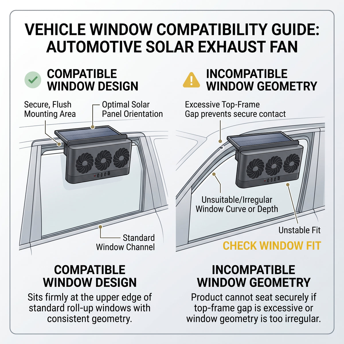 Triple-Fan Solar Car Window Exhaust Vent With Adjustable Speed