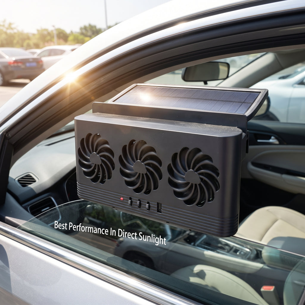 Triple-Fan Solar Car Window Exhaust Vent With Adjustable Speed