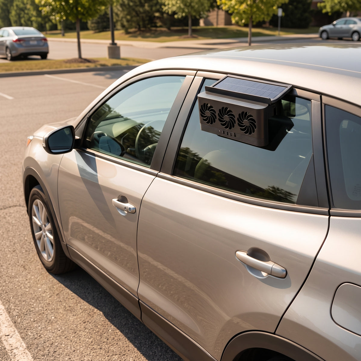 Triple-Fan Solar Car Window Exhaust Vent With Adjustable Speed
