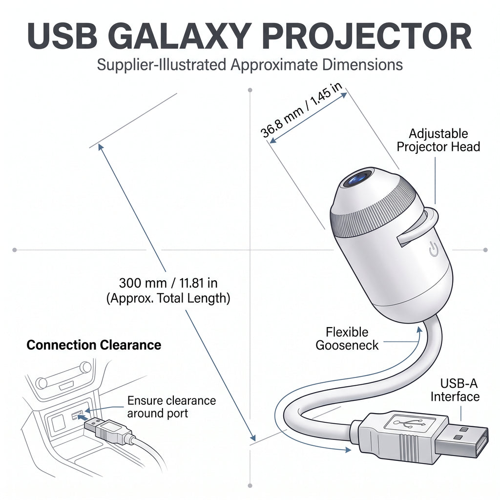 USB Car Galaxy Star Projector Light With Interchangeable Films