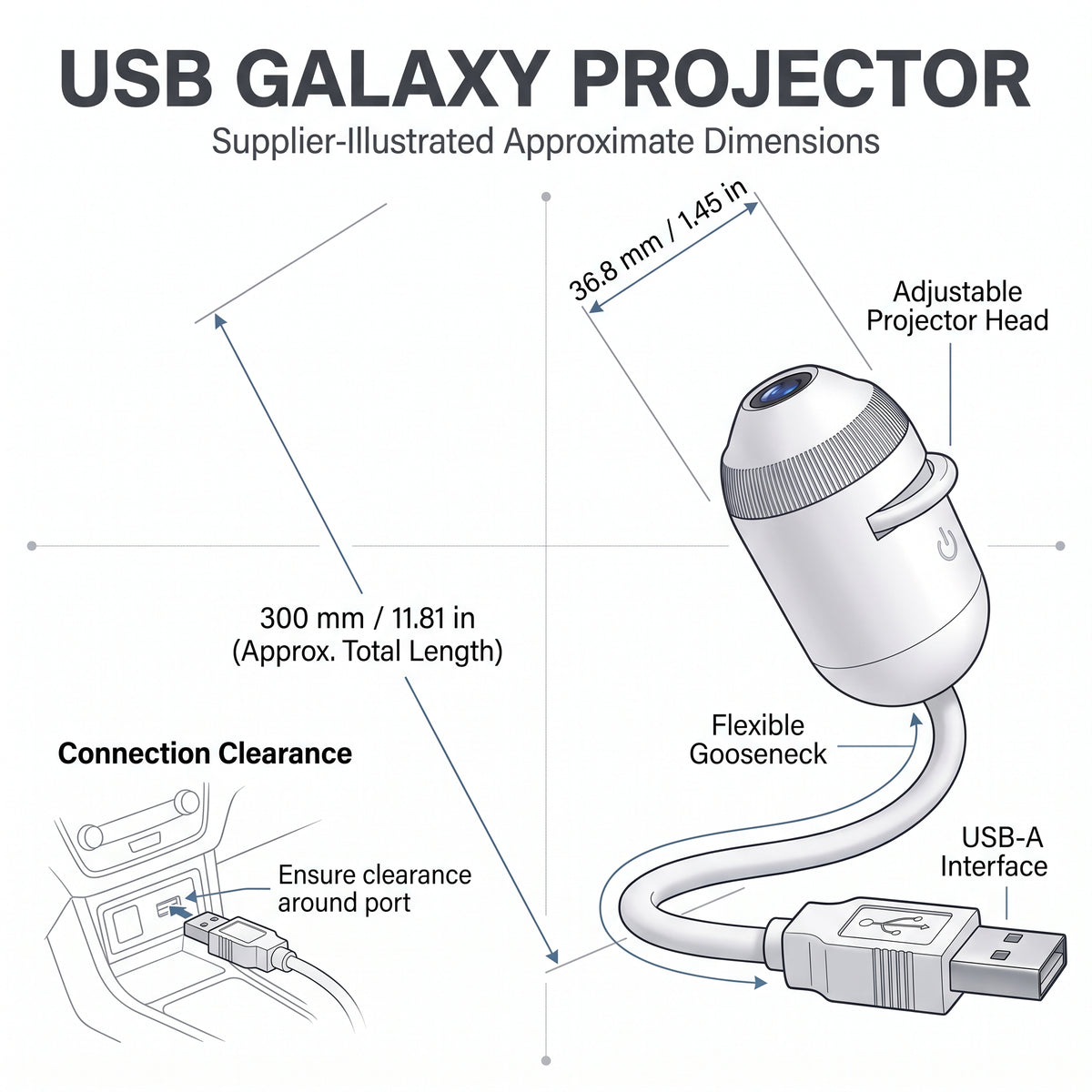 USB Car Galaxy Star Projector Light With Interchangeable Films
